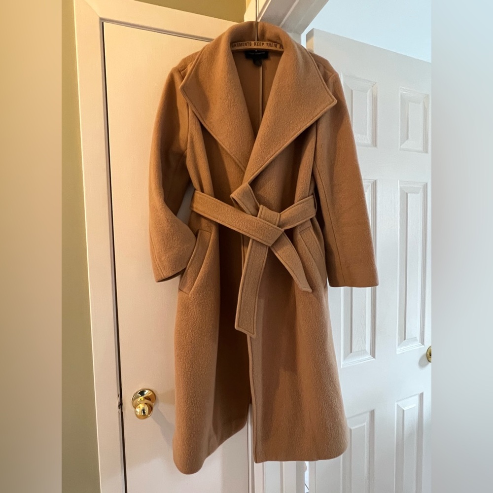 Club Monaco Camel Wool Belted Trench Coat
